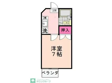 グリーンコープ・ファイブ(1K/2階)の間取り写真