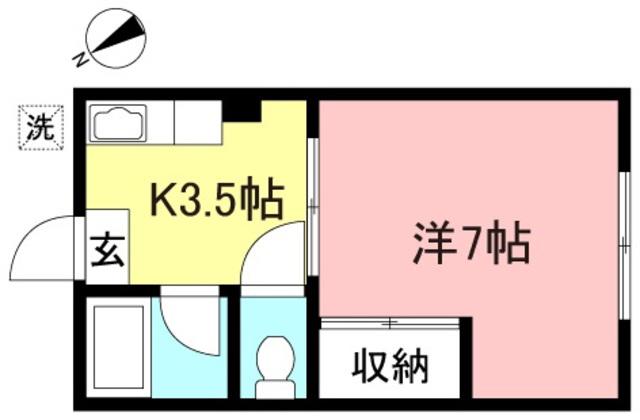 シティハイムブルー(1K/2階)の間取り写真