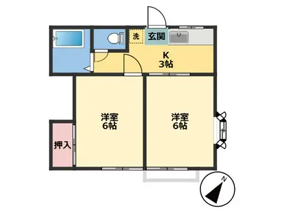 ファミーユS(2K/1階)の間取り写真