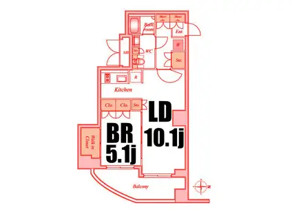 アパートメンツ綱島(1LDK/5階)の間取り写真