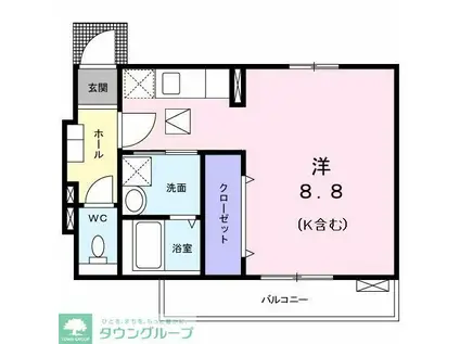 ヴィラ ジャスティスI(ワンルーム/1階)の間取り写真