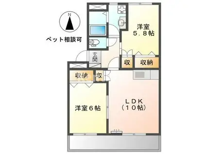 グランディアI(2LDK/2階)の間取り写真