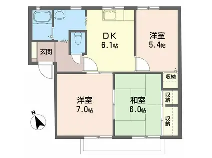 YS21 C棟(3DK/2階)の間取り写真