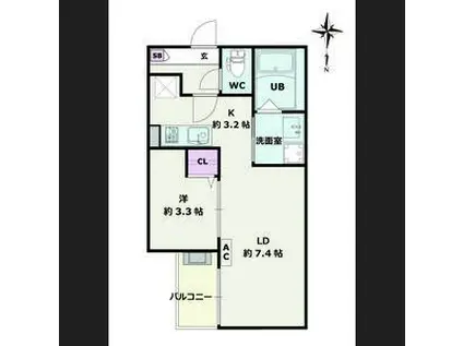 JACK UMATEI(1LDK/1階)の間取り写真