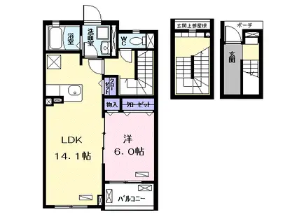 KUJIRAーSO(1LDK/3階)の間取り写真