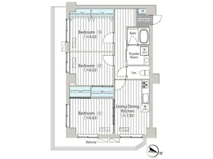 NJKマーキス小石川(3DK/2階)の間取り写真