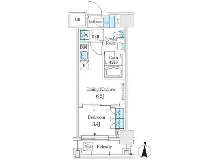 ジェイグランコート品川西大井イースト(1DK/4階)の間取り写真