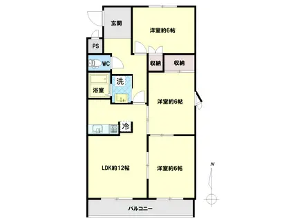 セラミック加藤III(3LDK/4階)の間取り写真