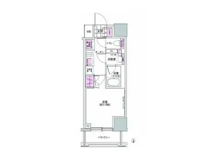 プレジリア東日本橋(1K/4階)の間取り写真