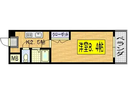 サンシャレオ城北(1K/2階)の間取り写真