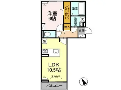 エルフォルク(1LDK/2階)の間取り写真