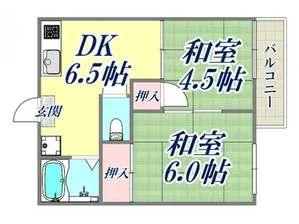 マサゴハイツ4(2K/2階)の間取り写真