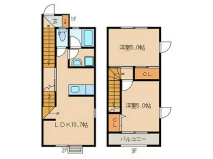 ラ・プラヤIII番館(2LDK/2階)の間取り写真