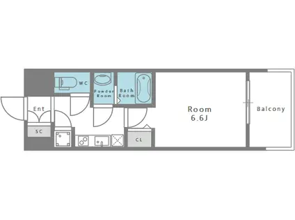レジュールアッシュ中之島サウス(1K/2階)の間取り写真