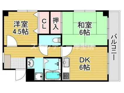 レジデンス朝日II(2DK/3階)の間取り写真