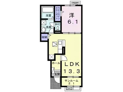 クレオス B(1LDK/1階)の間取り写真