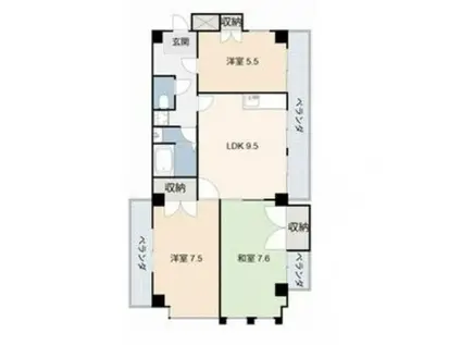 山田ビル(3LDK/4階)の間取り写真