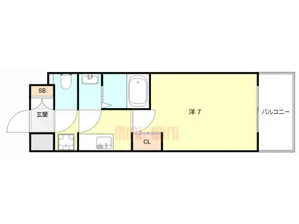 大阪ウエストレジデンスII(1K/4階)の間取り写真