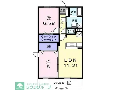 アヴェニ-ル・K 参番館(2LDK/1階)の間取り写真