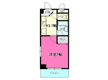 サンピア丸野(1K/2階)の間取り写真