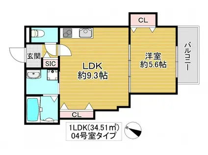 GM HILLS IMAZUKITA A棟(1LDK/2階)の間取り写真