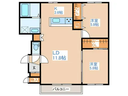 エスペランサ(2LDK/3階)の間取り写真