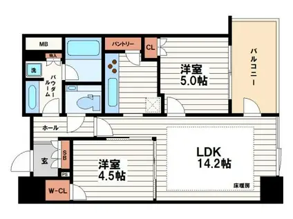 クラッシィタワー淀屋橋(2LDK/20階)の間取り写真