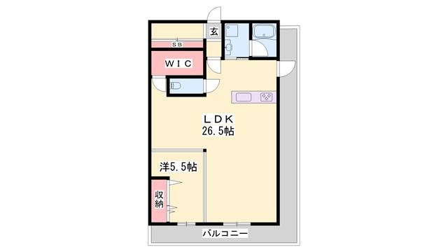 朝日プラザ三木自由が丘本町(1LDK/4階)の間取り写真