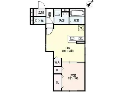 スピネル南草津(1LDK/1階)の間取り写真