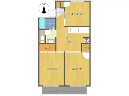 セジュールカサイ(3DK/2階)の間取り写真