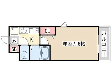 エステムコート三宮山手Ⅱソアーレ(1K/15階)の間取り写真