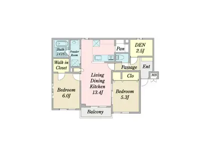 PORTE BONHEUR(2SLDK/3階)の間取り写真