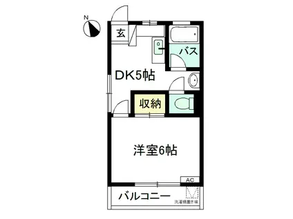 グランドマンション(1DK/1階)の間取り写真