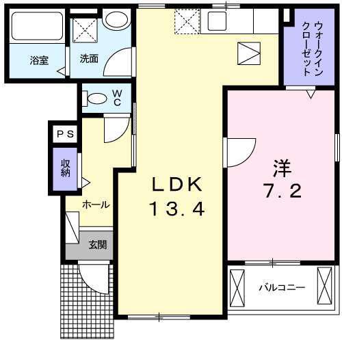 ラ・ヴィーユIII(1LDK/1階)の間取り写真
