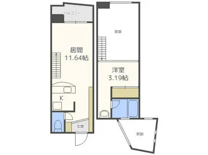 フォレステージュ靭公園(1LDK/6階)の間取り写真