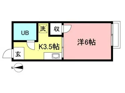 シティハイム3(1K/2階)の間取り写真