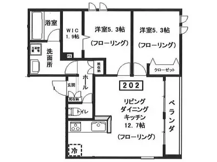 へーベルメゾン中央5丁目(2LDK/2階)の間取り写真