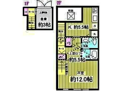 ASHTON HILLS(1DK/2階)の間取り写真