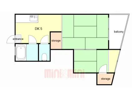 西灘マンション(2DK/2階)の間取り写真