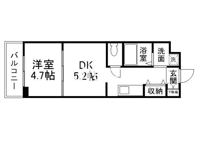 ファステート京都西KIWAMI(1DK/2階)の間取り写真