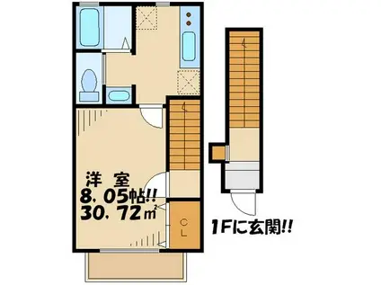 ヴェントフレスコ上高井戸(1K/2階)の間取り写真
