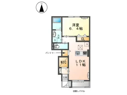 ウエスト GARDEN A(1LDK/1階)の間取り写真