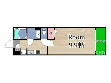 リブリ・おおさか鴫野(1K/2階)の間取り写真