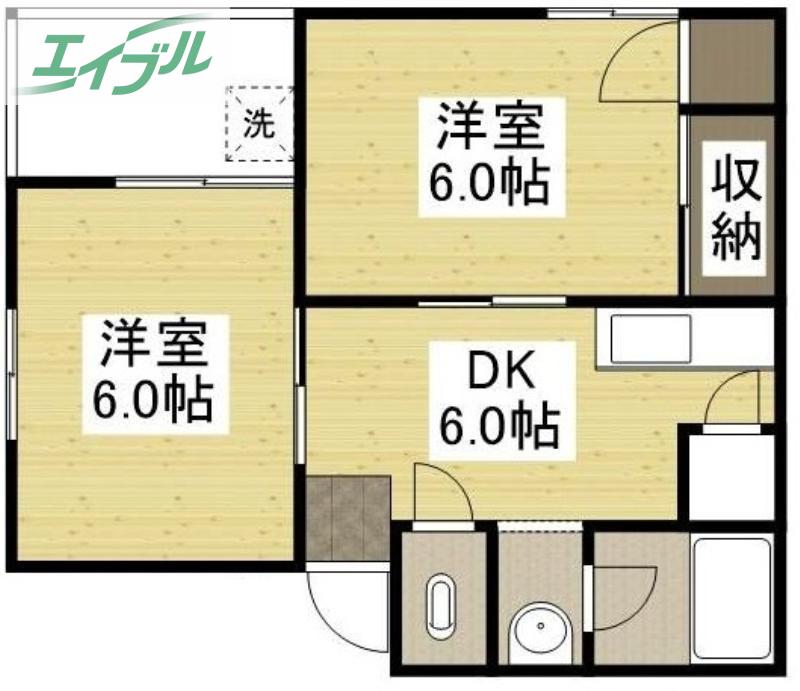 パッセナミキ(2DK/3階)の間取り写真