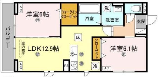 エムフルージュ(2LDK/1階)の間取り写真