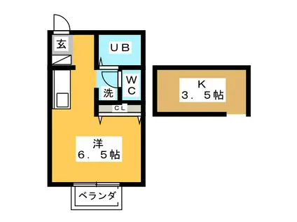 フローラ 泉町(ワンルーム/1階)の間取り写真