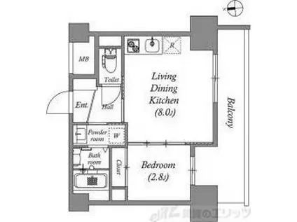 アドバンス江坂ラシュレ(1LDK/14階)の間取り写真