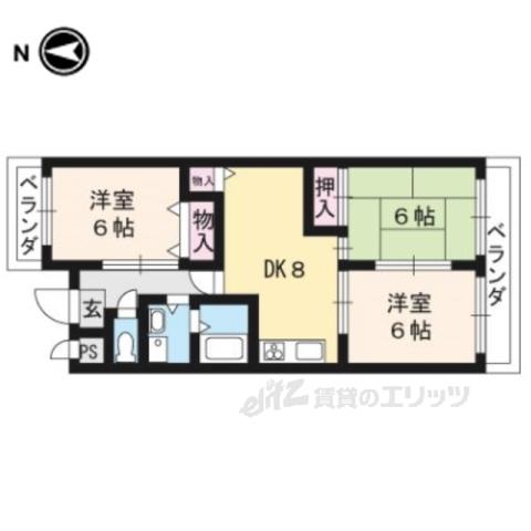 ネオグランドール伏見(3LDK/2階)の間取り写真