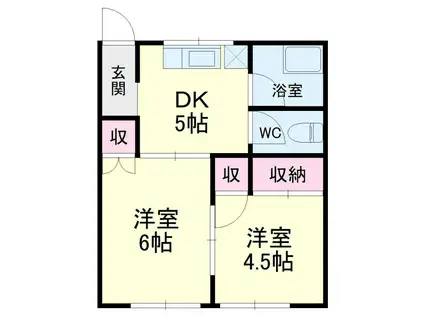 ミキハイツ(2DK/2階)の間取り写真