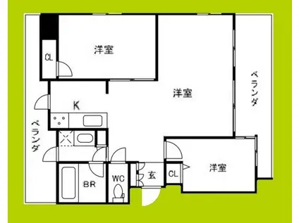 エステムコート鶴橋パルテピア(2LDK/2階)の間取り写真